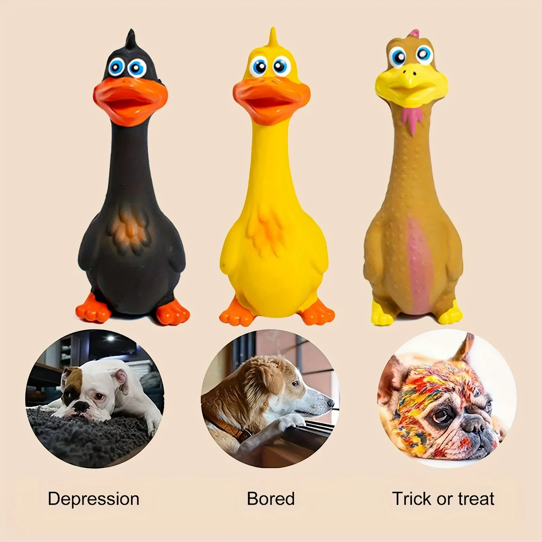 Squeaky Chicken and Duck Dog Toy for Teething - Image 4