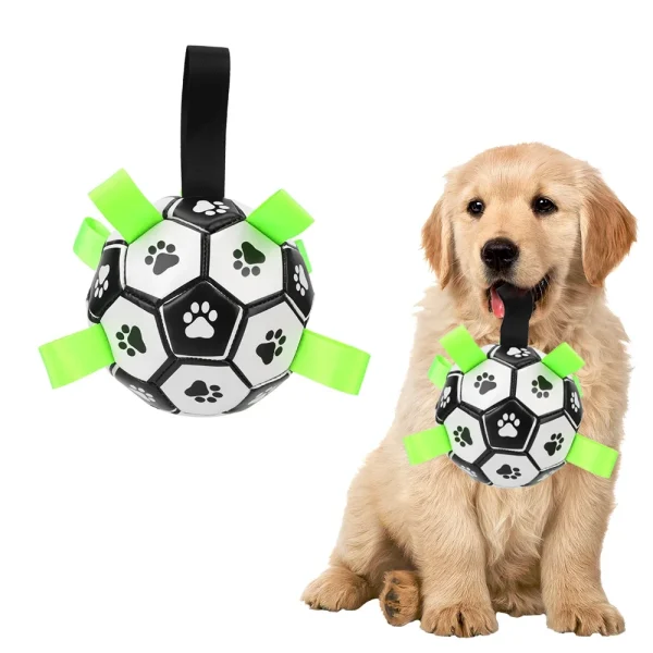 Interactive Dog Football Toy with Grab Tabs for Fetch and Training Play