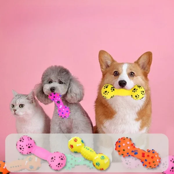 Paw Print Squeaky Dumbbell