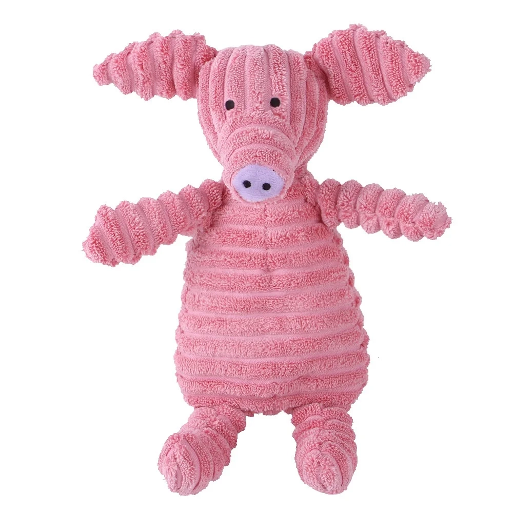 Corduroy Animal Plush Squeaky Dog Toy for Interactive Play - Image 3