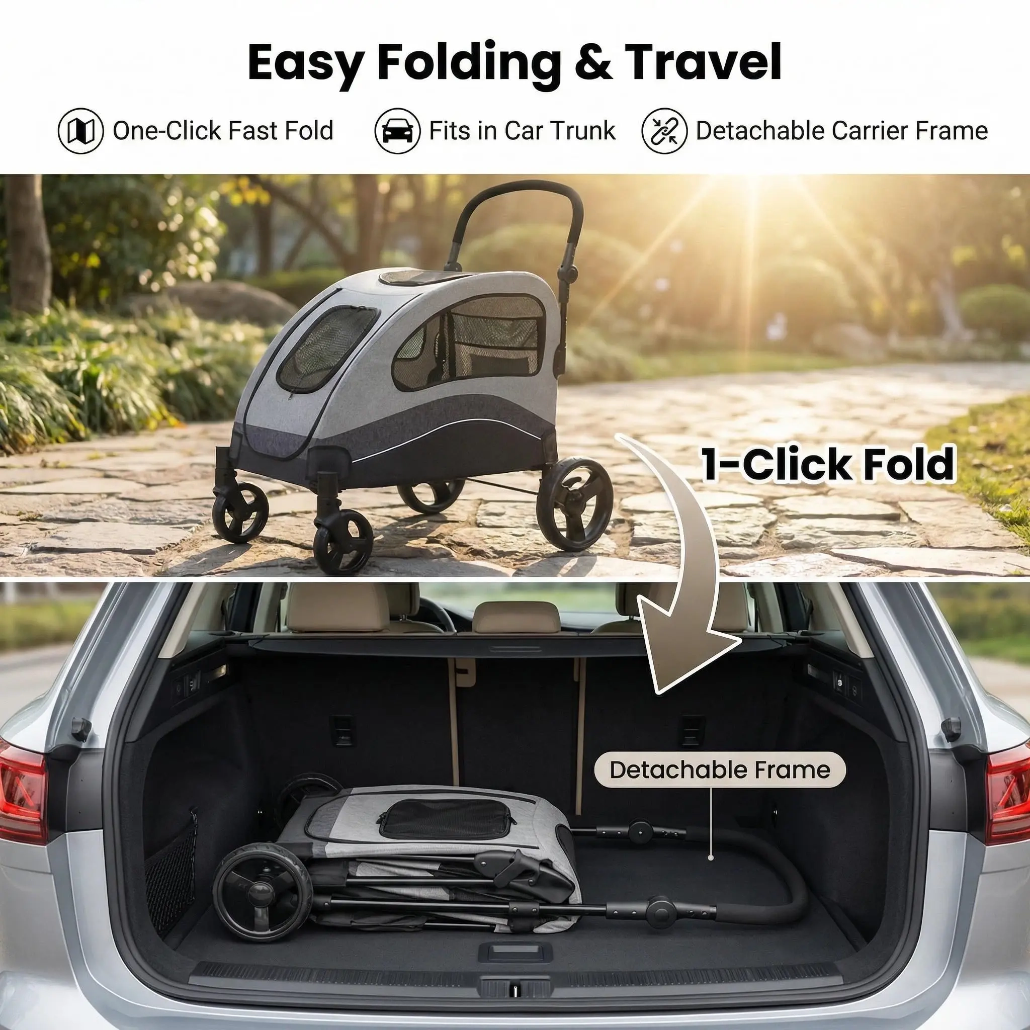 Large Pet Wagon Stroller with Adjustable Handle - Image 4