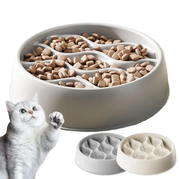 Round Non-Slip Slow Feeder Bowl for Cats and Dogs