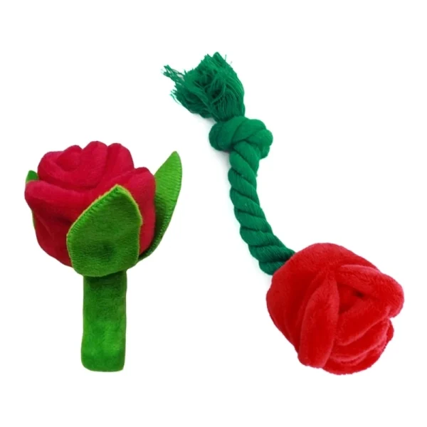 Rose Flower Plush Squeaky Dog Toy for Small and Medium Dogs