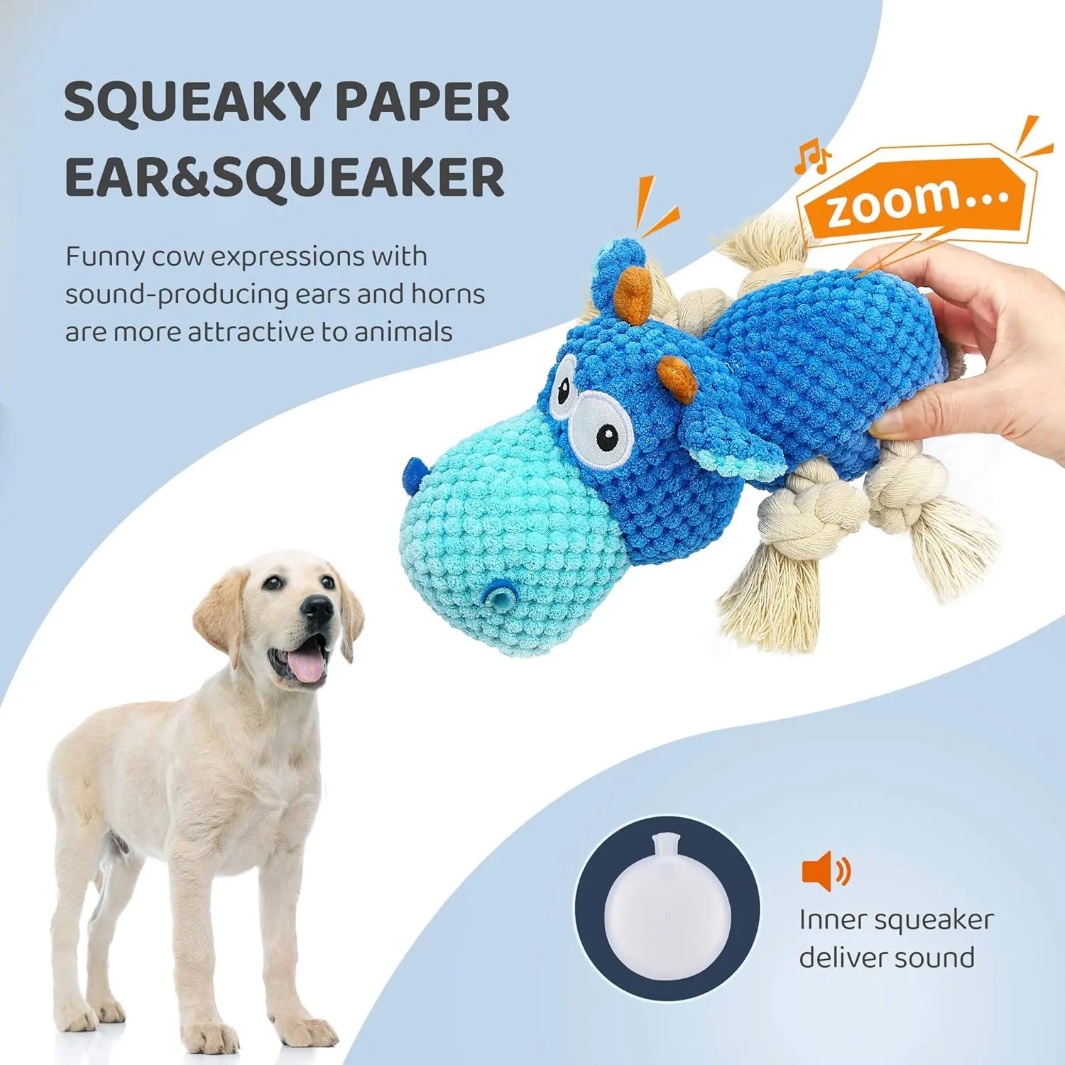 Durable Plush Squeaky Dog Toy with Crinkle Details - Image 5