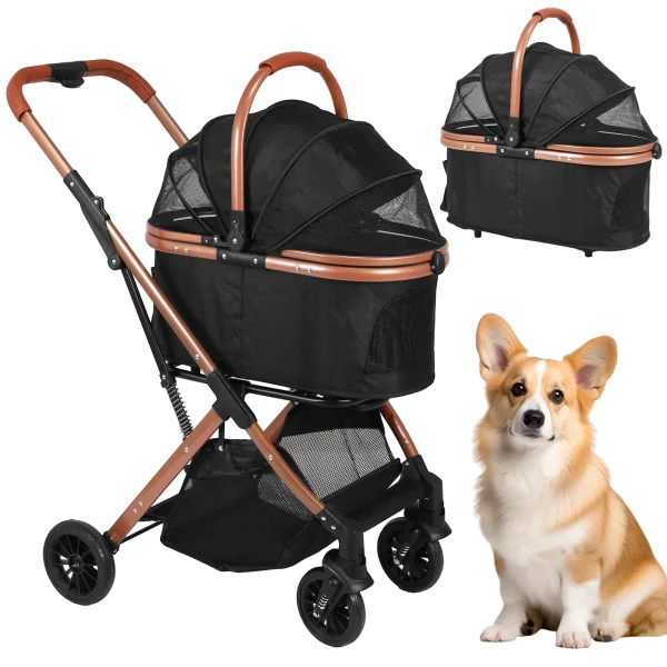 All-Terrain Pet Stroller with Detachable Carrier