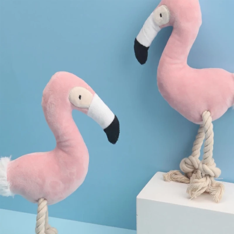 Flamingo Plush Squeaky Dog Toy for Interactive Play