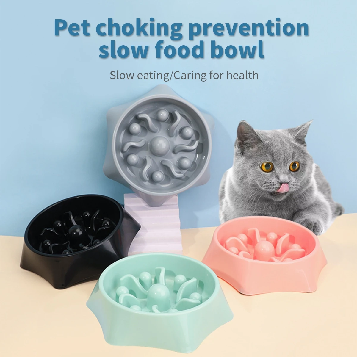Anti-Tip Slow Feeder Bowl for Small Dogs and Cats - Image 4