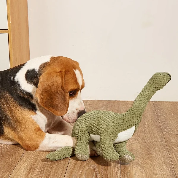 Green Dinosaur Plush Squeaky Dog Toy