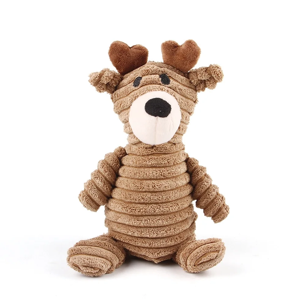 Corduroy Animal Plush Squeaky Dog Toy for Interactive Play - Image 4