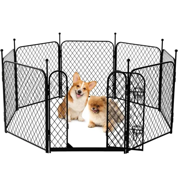 8-Panel Mesh Pet Playpen with Door