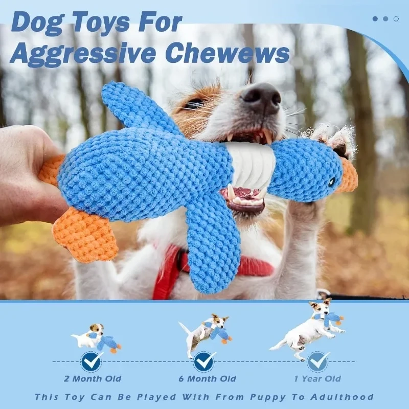 Blue Goose Plush Squeaky Dog Toy for Interactive Play - Image 2