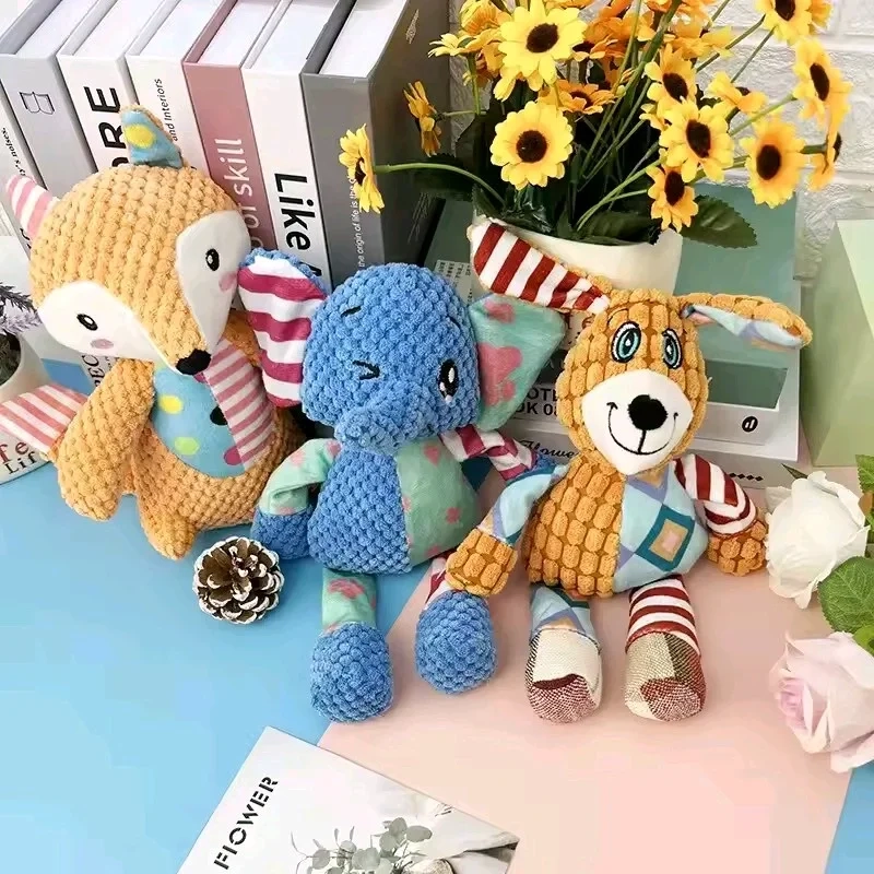 Patchwork Animal Plush Squeaky Dog Toy for Interactive Play - Image 5
