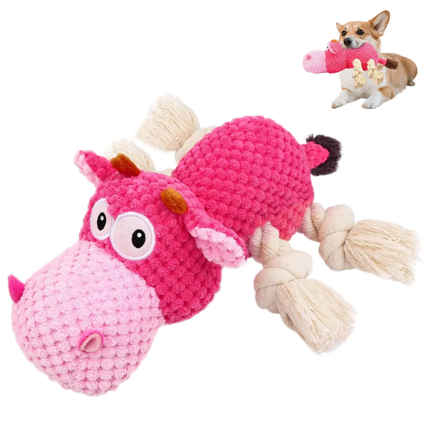 Durable Plush Squeaky Dog Toy with Crinkle Details - Image 7