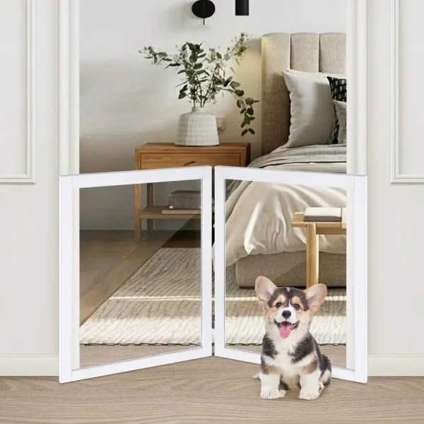 Clear Freestanding Pet Gate for Indoor Spaces