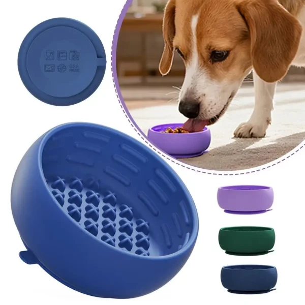Silicone Non-Slip Slow Feeder Bowl and Lick Mat for Dogs and Cats