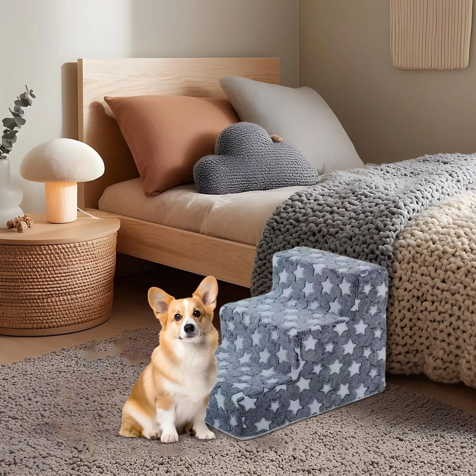 3-Step Plush Pet Climbing Stairs
