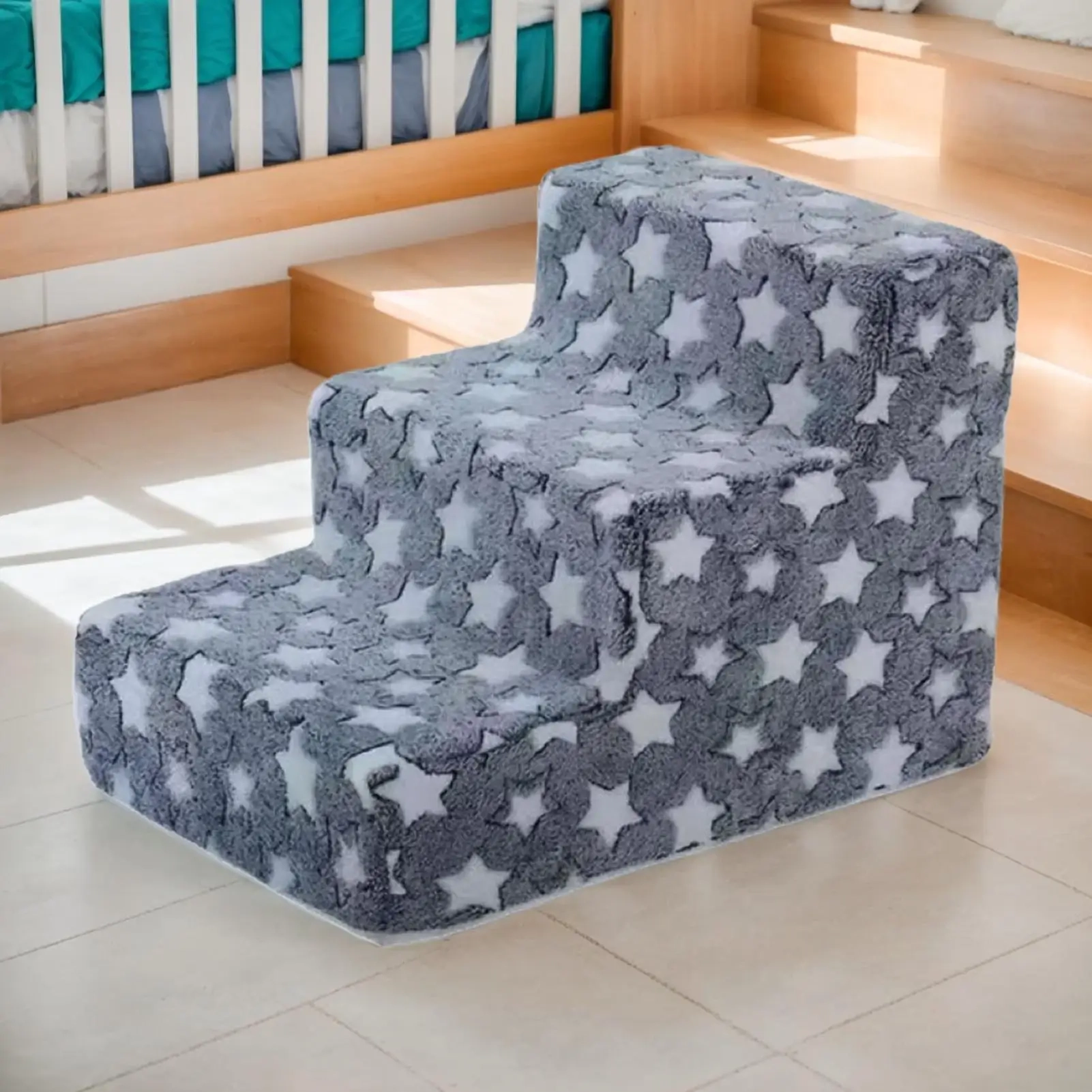 3-Step Plush Pet Climbing Stairs - Image 3