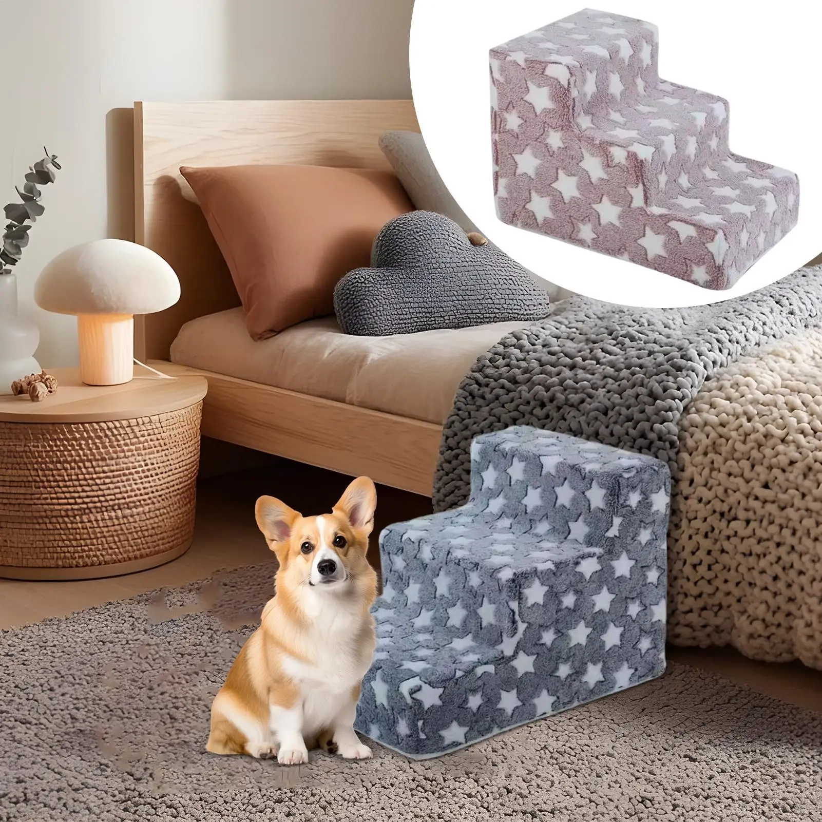 3-Step Plush Pet Climbing Stairs - Image 2