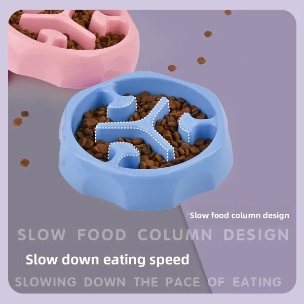 Non-Slip Slow Feeder Dog Bowl with Round Anti-Spill Design