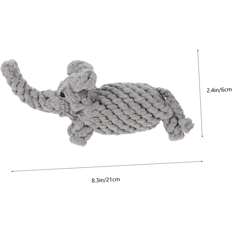 Knitted Elephant Dog Chew Toy with Cotton Rope for Interactive Play - Image 6