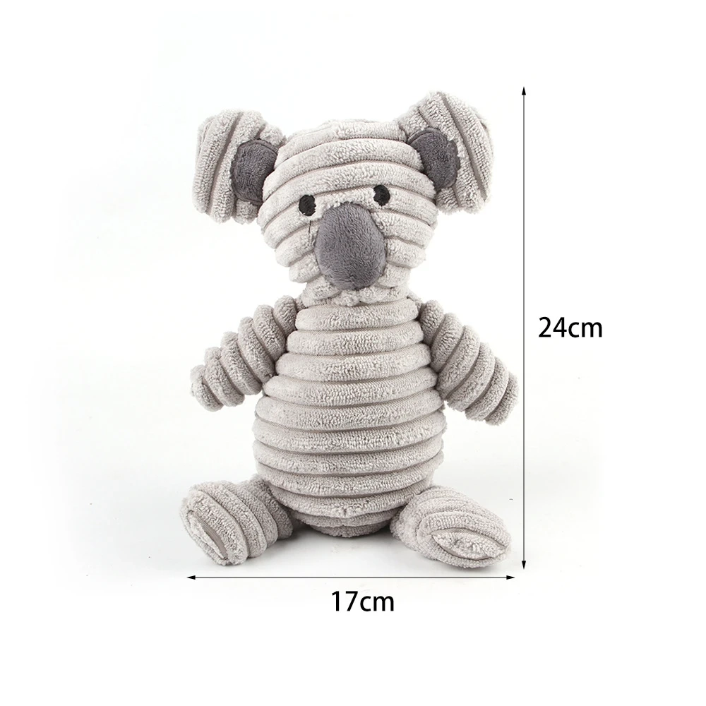 Corduroy Animal Plush Squeaky Dog Toy for Interactive Play - Image 7