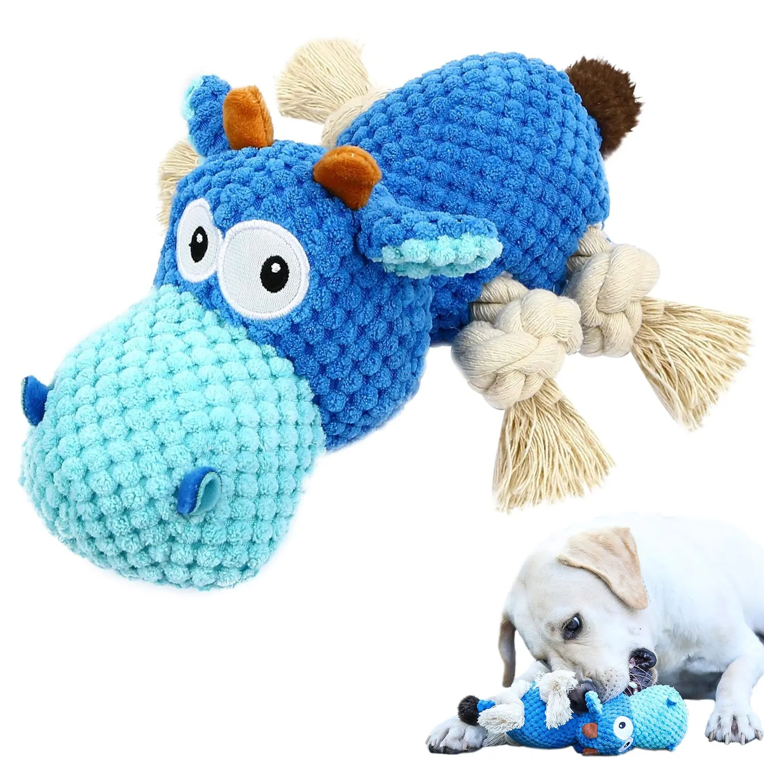 Durable Plush Squeaky Dog Toy with Crinkle Details