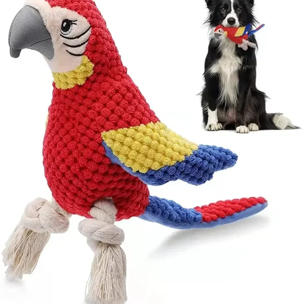 Plush Parrot Squeaky Dog Toy for Interactive Play