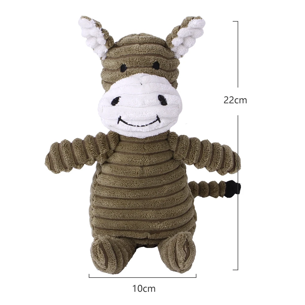 Corduroy Animal Plush Squeaky Dog Toy for Interactive Play - Image 11