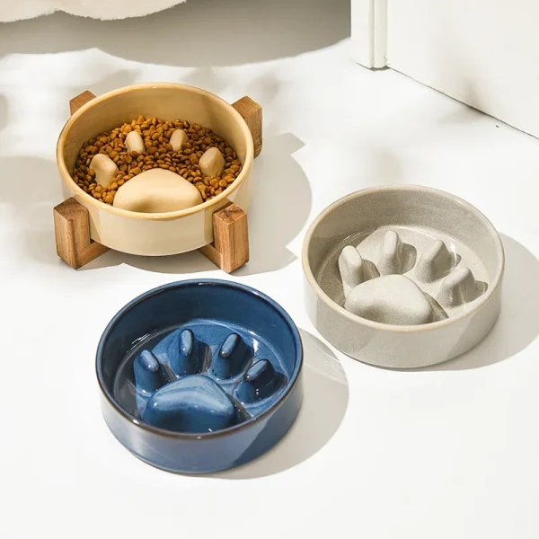 Ceramic Slow Feeder Pet Bowl with Anti-Tip Design