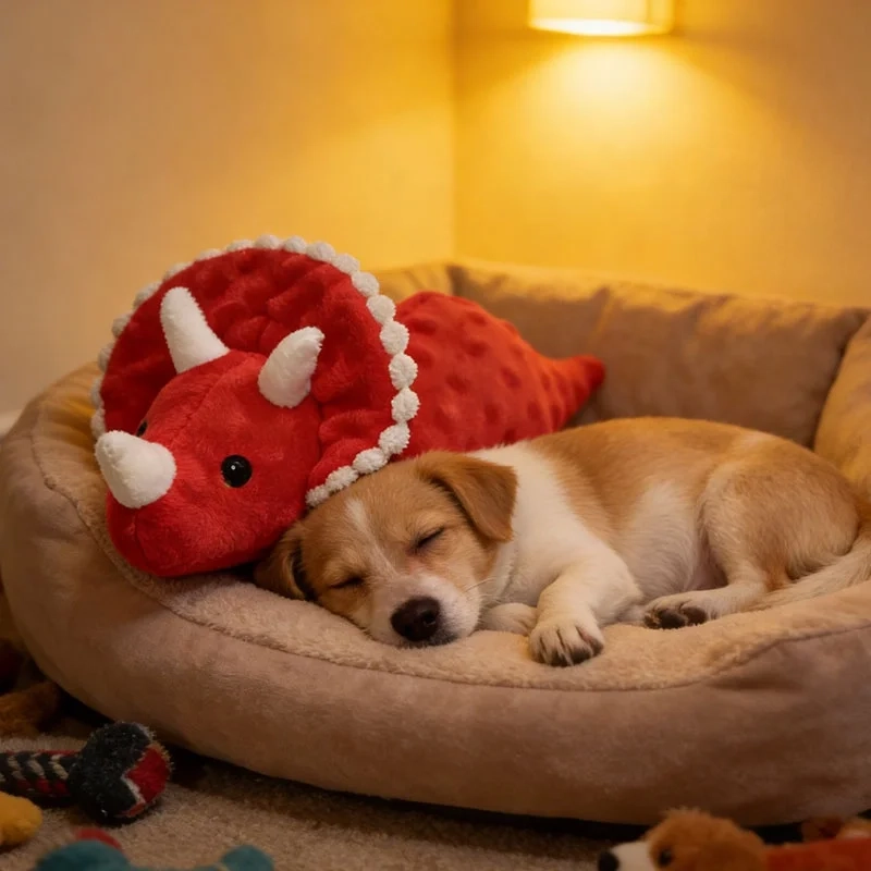 Triceratops Plush Squeaky Dog Toy for Chewing and Interactive Play - Image 3