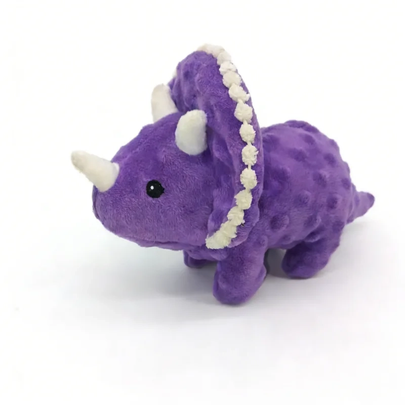 Triceratops Plush Squeaky Dog Toy for Chewing and Interactive Play - Image 9