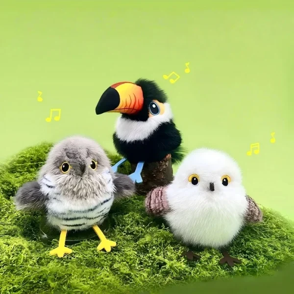 Interactive Flapping Bird Plush Pet Toy with Sound and Motion