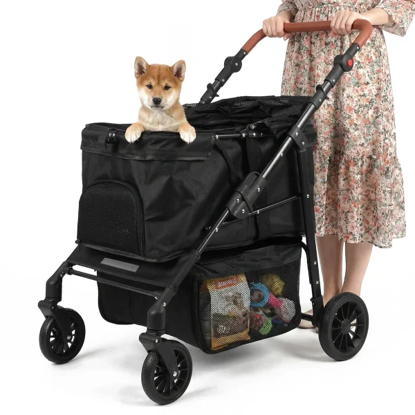 Foldable Jogger Pet Stroller with Adjustable Handle