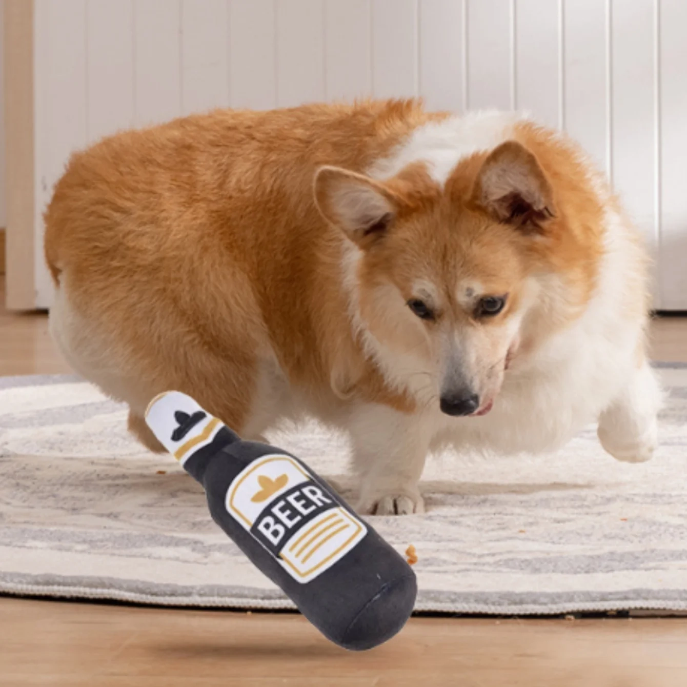 Bottle-Shaped Squeaky Dog Toy for Interactive Play and Chewing - Image 3