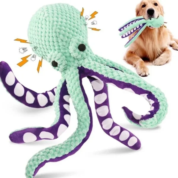 Octopus Plush Squeaky Dog Toy for Interactive Play
