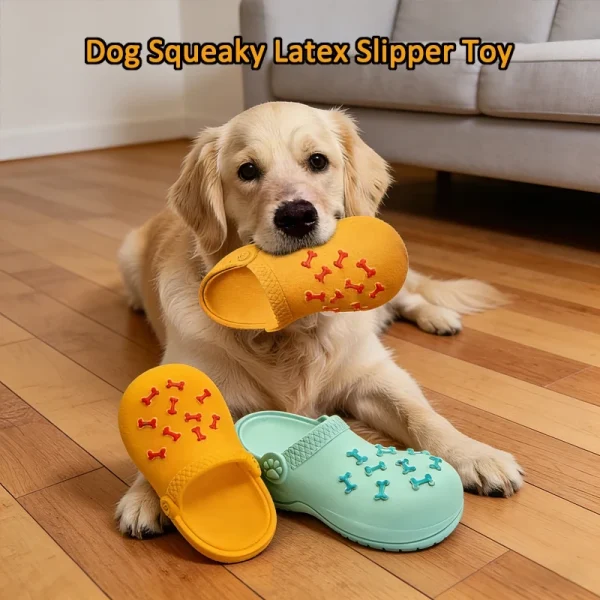 Latex Slipper Squeaky Dog Chew Toy for Interactive Play