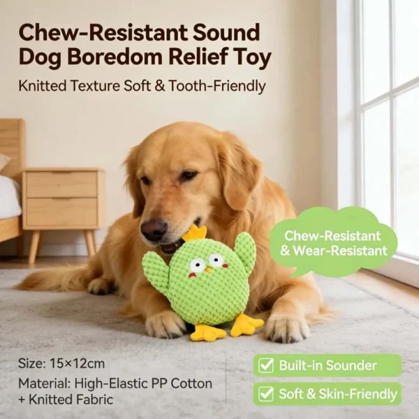 Green Chicken Plush Squeaky Dog Toy for Chewing and Interactive Play