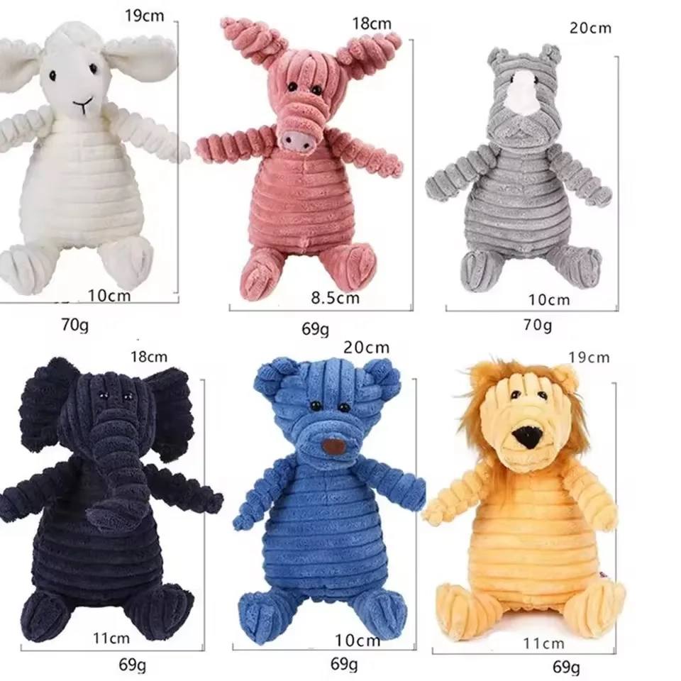 Corduroy Animal Plush Squeaky Dog Toy for Interactive Play - Image 6