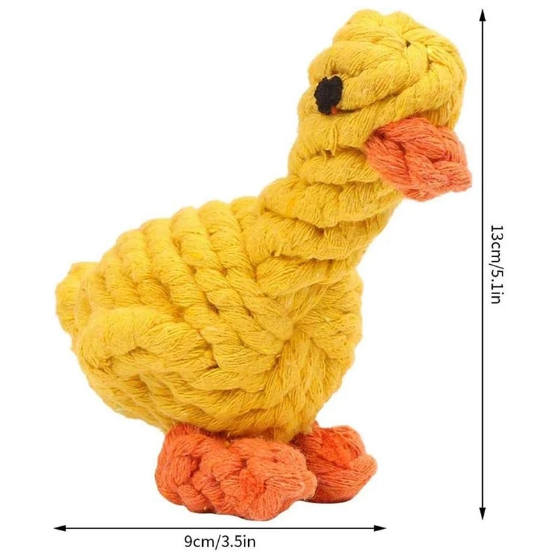 Braided Yellow Duck Squeaky Plush Dog Toy - Image 6
