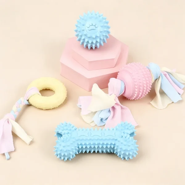 Squeaky Rubber Molar Stick Dog Toy