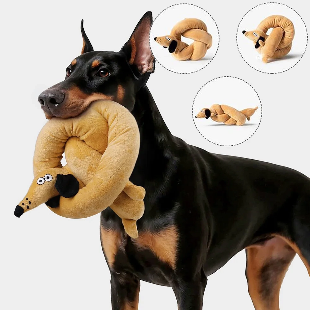 100cm Sausage Plush Squeaky Dog Toy