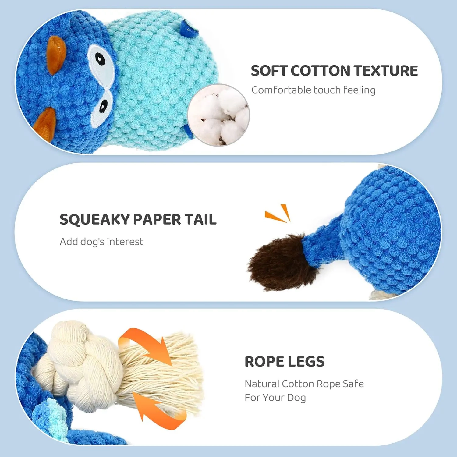 Durable Plush Squeaky Dog Toy with Crinkle Details - Image 4