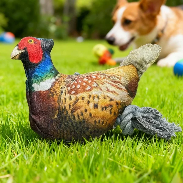 Colorful Pheasant Plush Squeaky Pet Toy