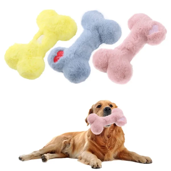 Bone Plush Squeaky Dog Toy