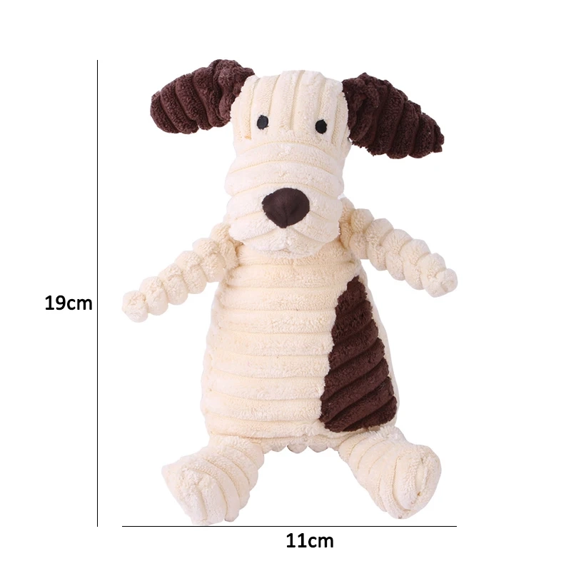 Corduroy Animal Plush Squeaky Dog Toy for Interactive Play - Image 13