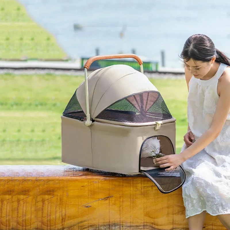 Double Space Pet Stroller with Reversible Handle - Image 4