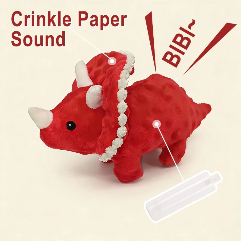 Triceratops Plush Squeaky Dog Toy for Chewing and Interactive Play - Image 4