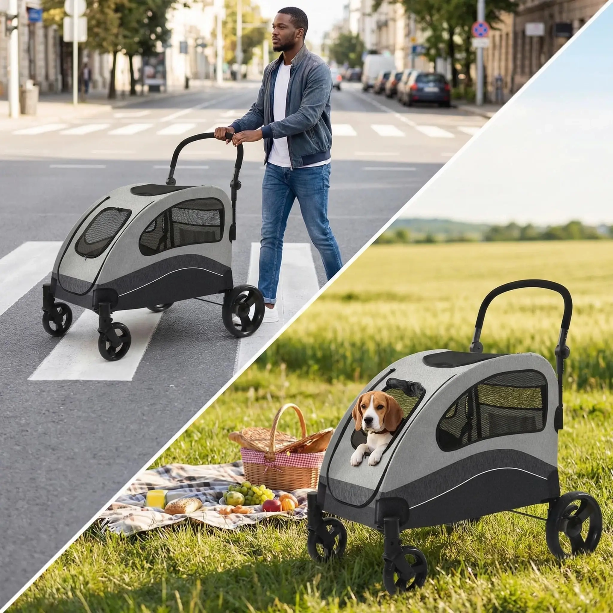 Large Pet Wagon Stroller with Adjustable Handle - Image 6