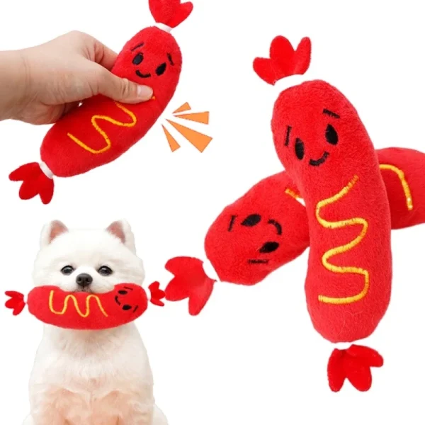 Hot Dog Plush Squeaky Dog Toy