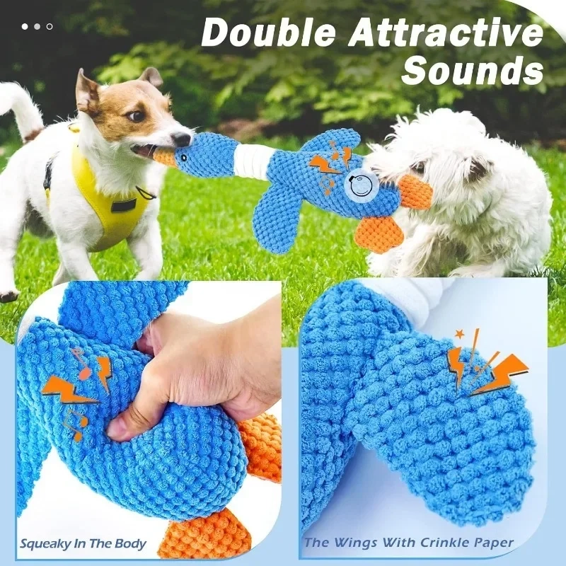 Blue Goose Plush Squeaky Dog Toy for Interactive Play - Image 3